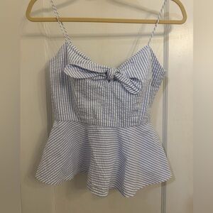 Tara Jarmon Blue and White Seersucker tank